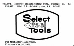 TM 733592 Indestro Mfg. Corp. Select Steel USPTO 1962.jpg