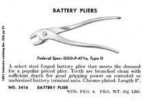 Indestro 3416 battery pliers 1961 Indestro catalog No. 22A pp 51.jpg Indestro 3416 battery pliers 1961 Indestro catalog No. 22A pp 51.jpg
