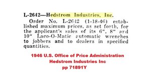 1946 U.S. Office of Price Administration Hedstrom Industries Inc.jpg