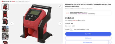 Milwaukee 2475-20 M12 12V 120 PSI Cordless Compact Tire Inflator - Bare Tool.png Milwaukee 2475-20 M12 12V 120 PSI Cordless Compact Tire Inflator - Bare Tool.png