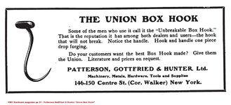 1907 Hardware Patterson Gottfried & Hunter Union Box Hook ad pp 51.jpg