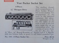 Indestro 350 'Vest Pocket' 8-pc 1.4 hex drive SAE socket set - 1937 Indestro catalog pp 34.jpg