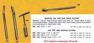 Indestro 162 163 164 165 muffler tailpipe panel cutters 1971 Indestro catalog No. 55 pp 66.jpg