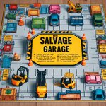 game board of parking spots for forklifts labeled The Salvvage Garage.jpg