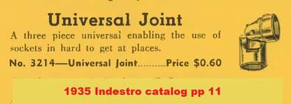 Indestro 3214 1.2 F x 1.2 F universal joint 1935 Indestro catalog pp 11.JPG Indestro 3214 1.2 F x 1.2 F universal joint 1935 Indestro catalog pp 11.JPG