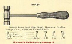 Goodell Pratt brass machinists hammer 1914 Seattle Hardware Co. catalog ad pp 18 (resize).jpg