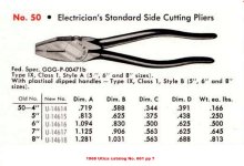 Utica No. 50 Electrician's Standard Side-Cutting Pliers 1968 Utica catalog pp 7.JPG