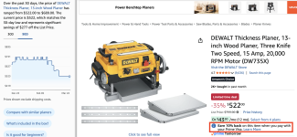 DEWALT Thickness Planer, 13-inch Wood Planer, Three Knife Two Speed, 15 Amp, 20,000 RPM Motor ...png