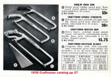 Craftsman hacksaws 1939 Craftsman catalog pp 27.jpg