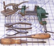 3a Cam clamp Cresent Wire cutter, French pliers 2 old drivers Clamp vise.jpg