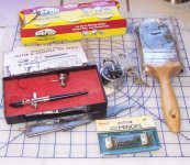 A1 Air brush Sterno locks NOS brass hinges Odd Jack knife brush concrete edging tool.jpg