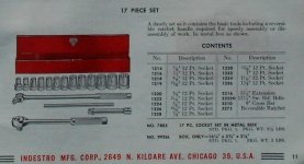 Indestro 7805 1.2 dr socket set - 1959 Indestro catalog No. 22 pp 11.jpg Indestro 7805 1.2 dr socket set - 1959 Indestro catalog No. 22 pp 11.jpg