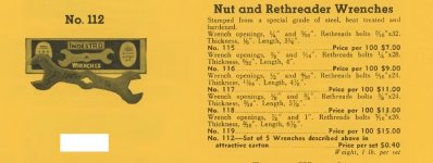 Indestro 112 119 Nut and Rethreader Wrench set - 1935 Indestro catalog pp 26.jpg