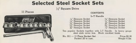 Duro Chrome 911 12-pc 1.2 drive SAE socket set - 1940 Duro Chrome catalog pp 46.jpg