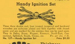 Indestro 137 3-pc Ignition wrench set - 1935 Indestro catalog pp 42.jpg Indestro 137 3-pc Ignition wrench set - 1935 Indestro catalog pp 42.jpg