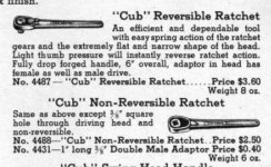 Duro Chrome 4487 4488 'Cub' 3.8 drive pressed-flange ratchet - 1939 Duro Chrome catalog pp 16.jpg Duro Chrome 4487 4488 'Cub' 3.8 drive pressed-flange ratchet - 1939 Duro Chrome catalog pp 16.jpg