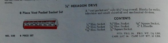Indestro 350 'Vest Pocket' 8-pc 1.4 hex drive SAE socket set - 1959 Indestro catalog pp 38.jpg