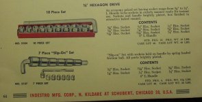 Indestro 2104 2107 'Pee Wee' 3.8 hex drive SAE socket set - Indestro catalog No. 20 pp 64.jpg