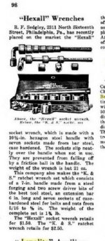 R.F. Sedgley Hexall Socket Set - Hardware Age - November 25, 1916 pp 98.jpg