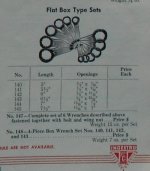 Indestro 147 148 Flat Box End Wrench Sets - 1948 Indestro catalog No. 16 pp 51.jpg
