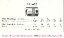 Hinsdale 1.2 dr square sockets 1928 Luthe Hardware catalog pp 85.jpg