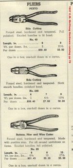 PEXTO Peck Stow & Wilcox pliers - 1937 C.M. McClung Hardware catalog pp 70.jpg PEXTO Peck Stow & Wilcox pliers - 1937 C.M. McClung Hardware catalog pp 70.jpg