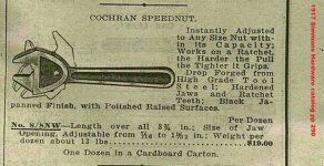 1917 Simmons Hardware catalog - Cochran Speednut wrench pp 290.jpg 1917 Simmons Hardware catalog - Cochran Speednut wrench pp 290.jpg