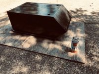 one bin painted with hammered black rustoleum will go under my bench in 9x15 3.jpg