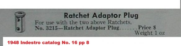 Indestro 3215 1.2 dr ratchet adapter plug 1948 Indestro catalog No. 16 pp 8.jpg