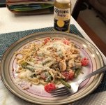 Fettuccini veggies and Corona.jpg