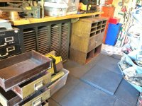 moved old baker's 3 section cabinet under butcherblock bench and it fits great (2).jpg