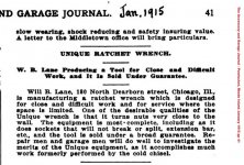 1915 The Accessory and Garage Journal Will B. Lane ad pp 41 (Jan. 1915).jpg