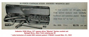 Indestro 1530 30-pc Master Series SAE socket set - Spiegel Bros. New York catalog pp 35.jpg